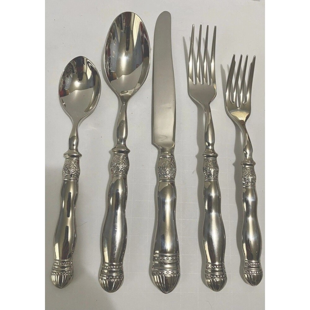 Brand New SOUTHERN LIVING GALLERY 5pcPlaceSetting GlossyStainless DISCONTINUED